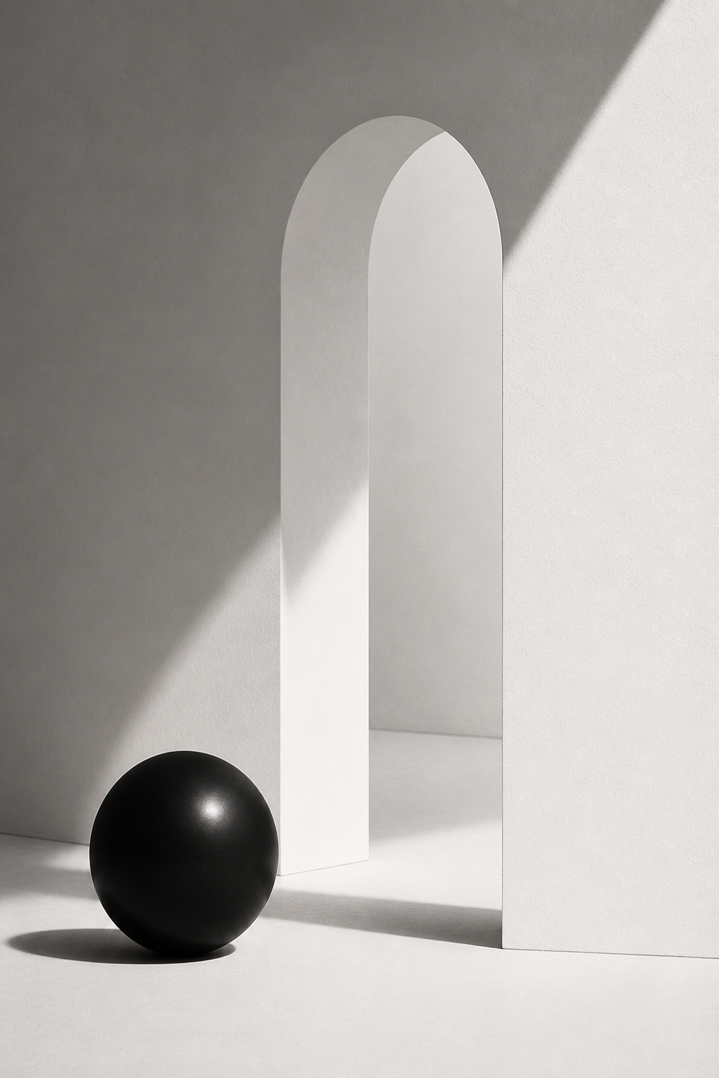 Minimal monochrome arch and sphere
